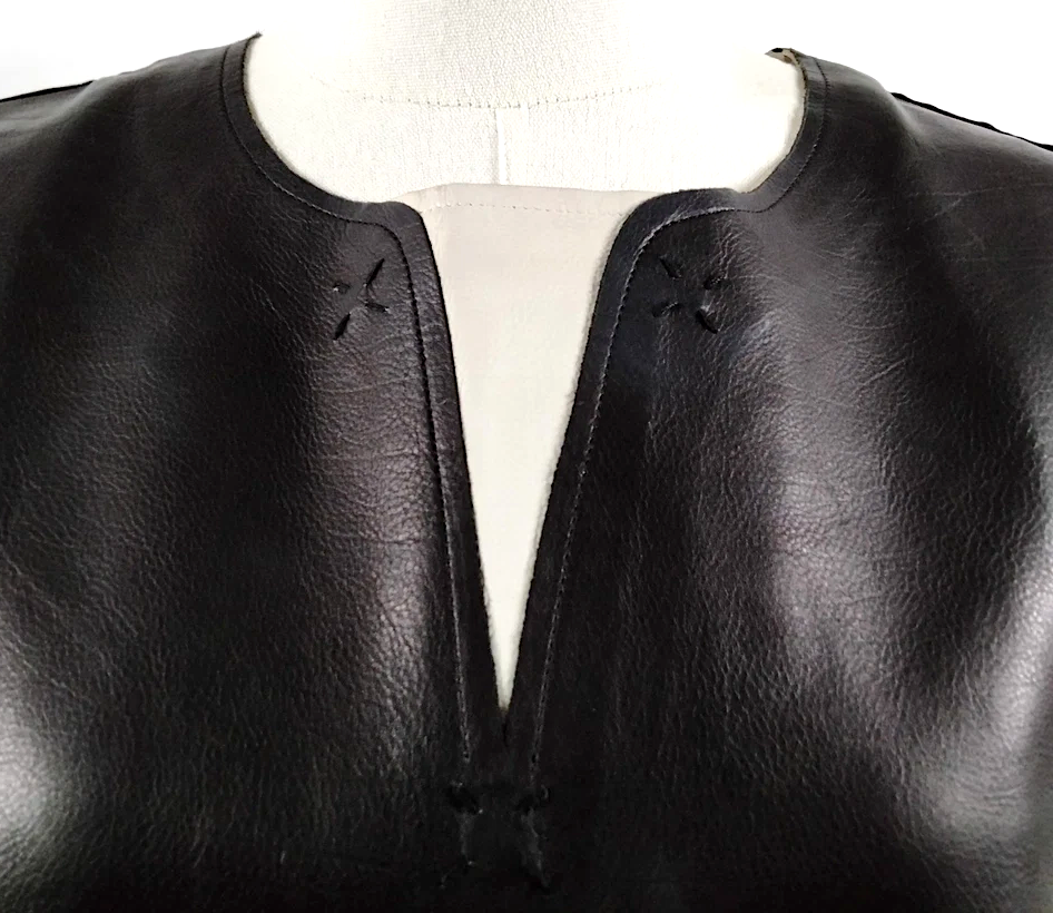 Fendi Italy. Black Leather/Silk Top