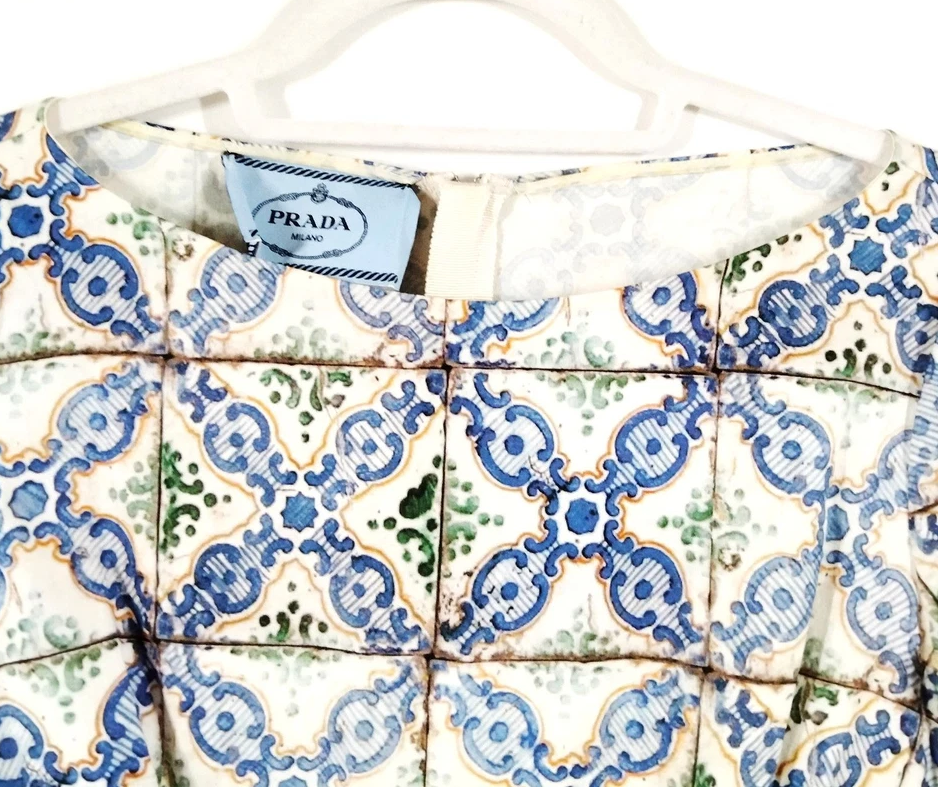 Prada Italy. Vintage Cotton Printed Dress