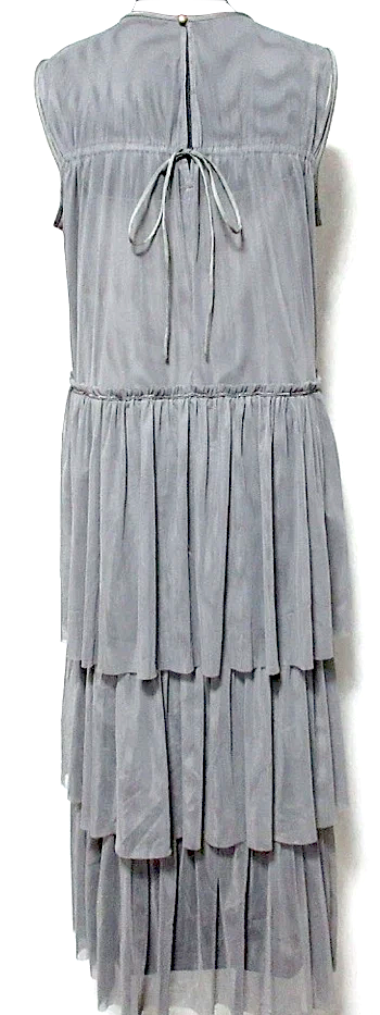 SLOBE IENA JAPAN. 23AW COLLECTION. Grey habi Tulle Ruffle Tiered Dress