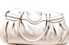 Ferragamo Italy. Gray Metallic Pebbled Leather Shoulder Bag / Hand Bag