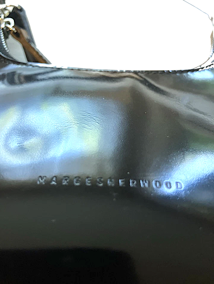 Marge Sherwood Seoul. Black Patent Leather Mini Shoulderbag/Purse (Rain/Snow Proof)