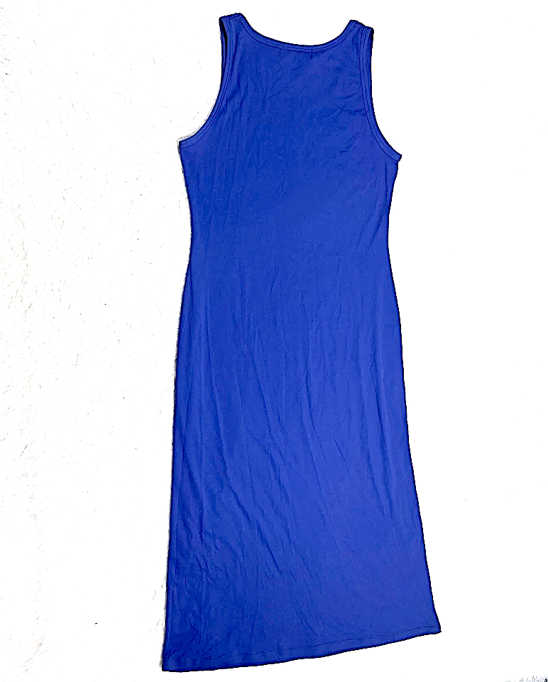 Marithe + Francois Girbaud Paris. Blue Nylon Sleeveless Blue Midi Dress