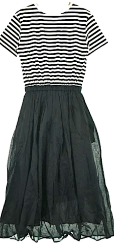 Comme des Garçons Comme des Garçons Japan. Black Semi Sheer 3/4 Sleeve Collection Dress