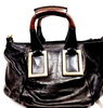 Chloe Paris. Phoebe Philo Designer. Black Leather, Brown Leather Handles MINI Shoulder Bag / Crossbody Bag