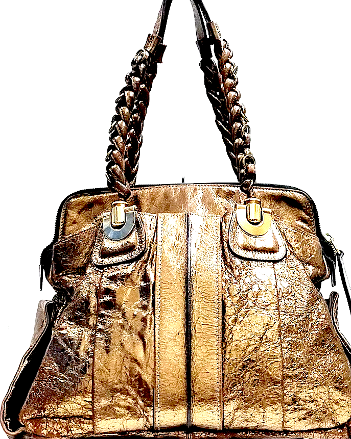 Chloe PARIS. PHOEBE PHILO. Vintage Bronze Leather Shoulderbag Goldplated Hardware