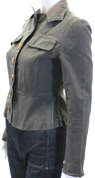 Marni Italy. Gray Long Sleeves Button Down Cropped Jacket