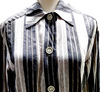 Fendi ITALY. Black/Grey/Beige Striped Silk/Rayon Tunic Style Shirt