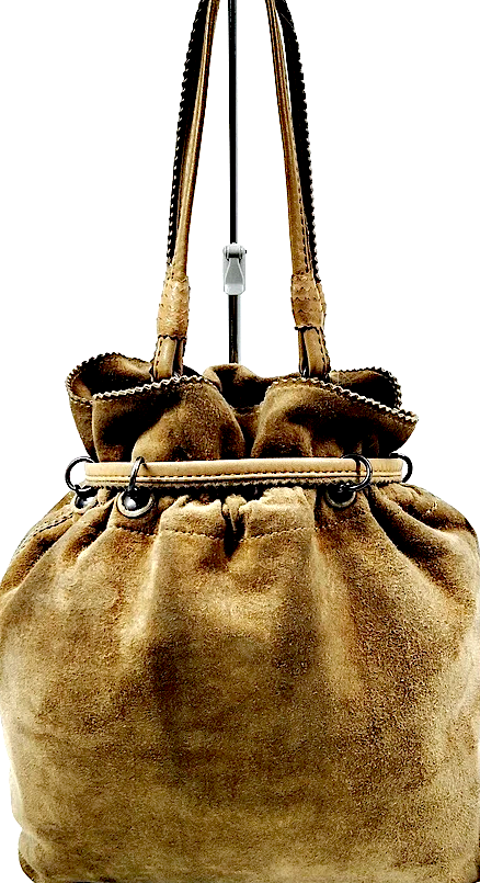 Bottega Veneta ITALY. Brown Suede Leather Hand Bag / Shoulder Bag