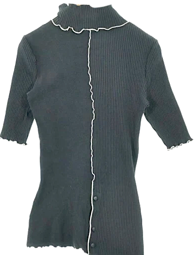 UNITED TOKYO JAPAN. Black Cut/Sewn Ribbed Poly Blend Shirt