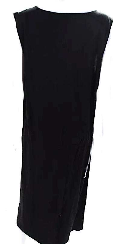 La Garconne Moderne Black Cotton Lightweight Drawstring Waist Long Dress