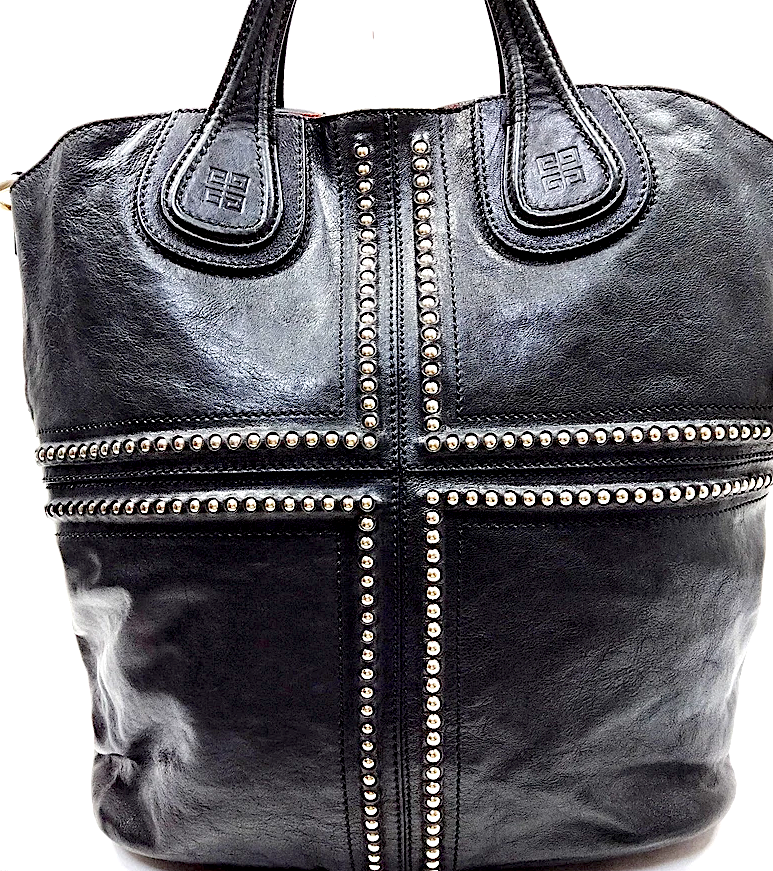 Givenchy Paris. Vintage Limited Edition Black Leather Studded Shoulderbag