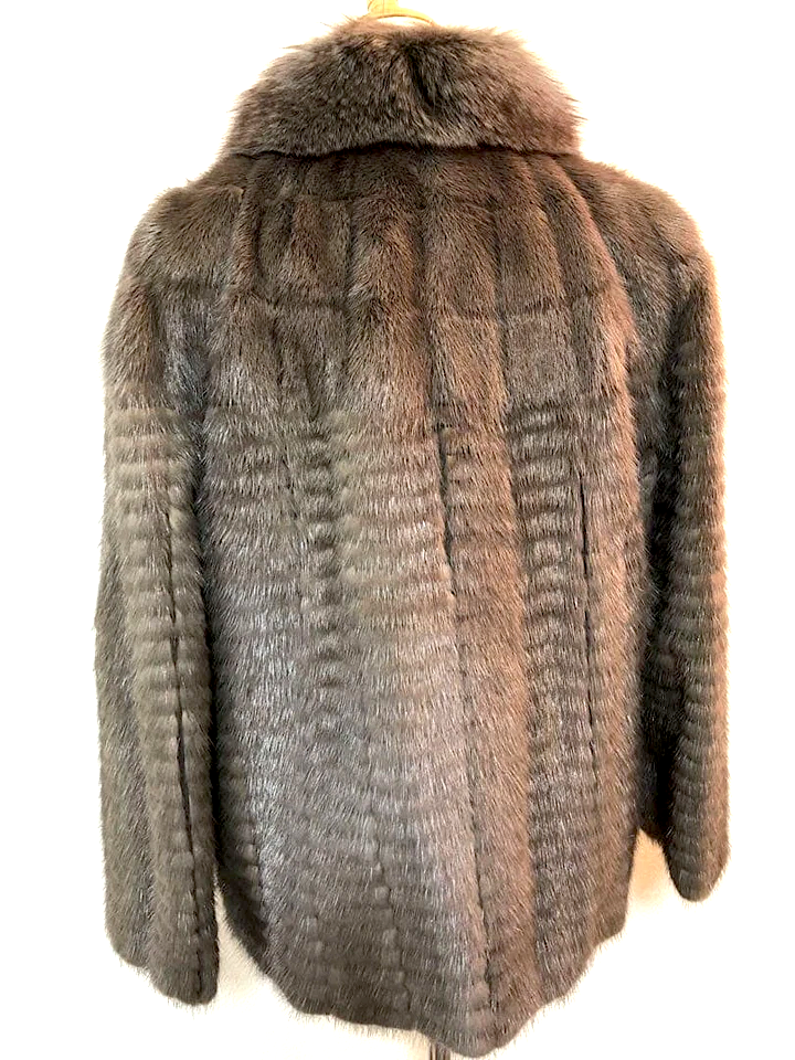 Stibbany by OSFUR Mocha Color Mink & Fox Fur Collar Coat