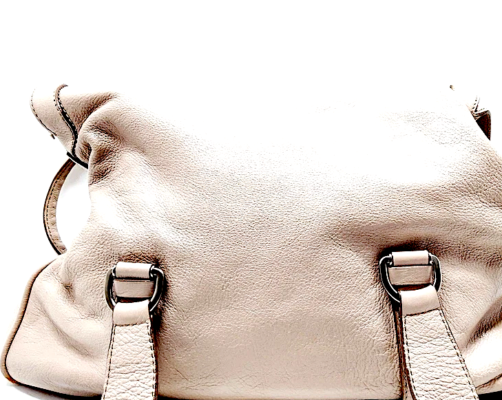 CELINE PARIS. Vintage Beige Leather Shoulder Bag / Hand Bag