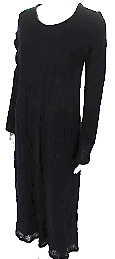 YOHJI YAMAMOTO JAPAN. MIDNITE NAVY FLORAL WOOL KNIT MAXI DRESS LONG SLEEVES