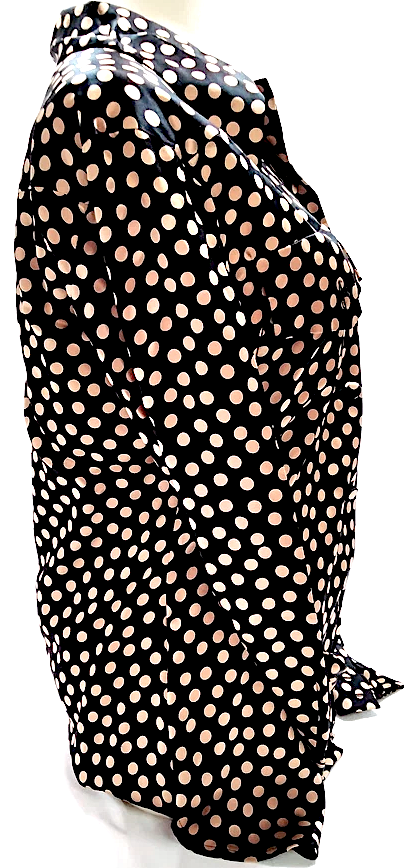MOSCHINO Italy. Black Silk Polka Dot Blouse
