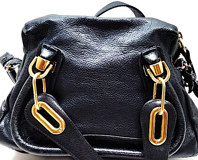 CHLOE PARIS. Vintage Phoebe Philo Black Leather Mini Shoulder Bag / Hand Bag