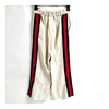 Gucci Italy. Vintage Wide Leg Rayon/Polyurethane Pants  w/ Red/Blue Stripe Accents on Reverse