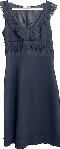 UNITED TOKYO JAPAN. Black Poly Blend Random Hem Flare Long Skirt