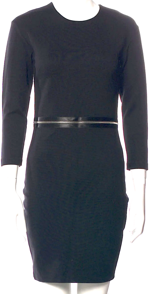 Alexander McQueen UK. McQ. Black Viscose Blend Crew Neck Mini Dress