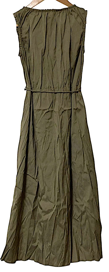 WALTER VOULAZ ITALY. Olive Shirred Design Dress