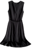 Chanel Paris. Black Wool Silk Lining Flare Chanel Belted Dress