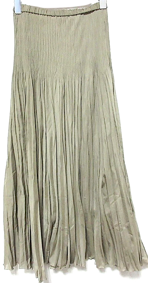 ADAWAS JAPAN. Gray/Brown Poly/Rayon Double Pleated Maxi Skirt