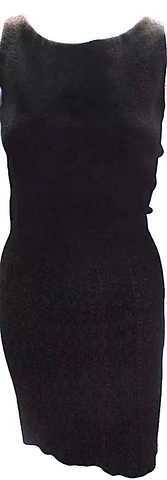 Helmut Lang NY. Black Jersey Asymmetrical Neck Ruched Bodycon Dress