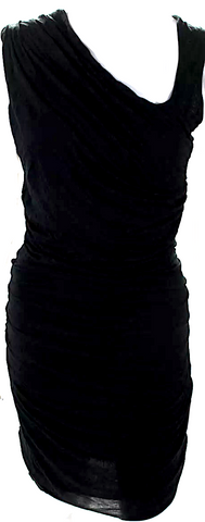 RICK OWENS PARIS. Black Cotton/Viscose Vintage BodyCon Backless Fitted Long Sleeve Dress