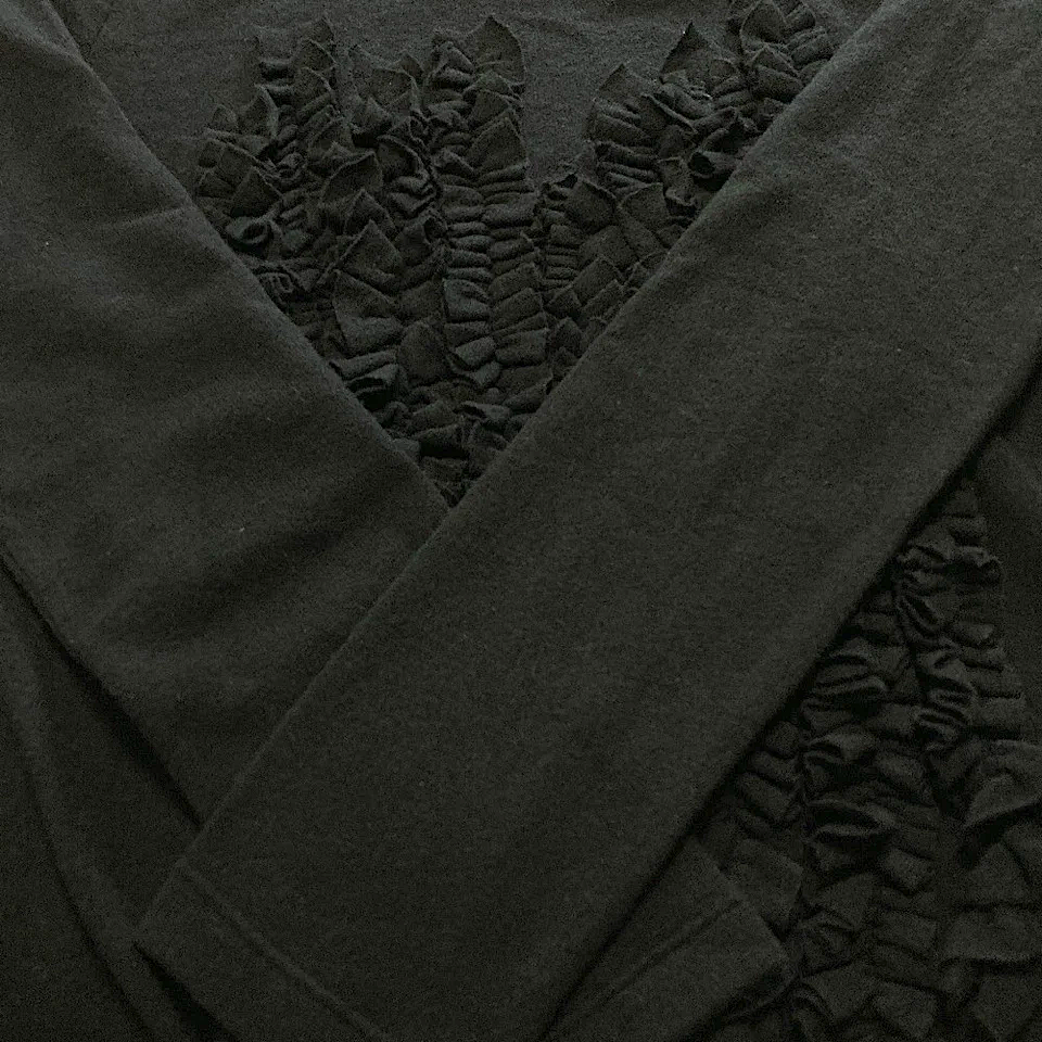 Y's Yohji Yamamoto JAPAN. Black Wool Nylon Frill Knit Cut and Sew Top