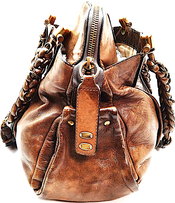 Chloe Paris. Phoebe Philo. Vintage Brown Distressed Leather Shoulder Bag / Hand Bag