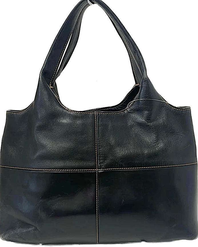 HIROFU JAPAN. Black Leather Tote Bag / Shoulder Bag