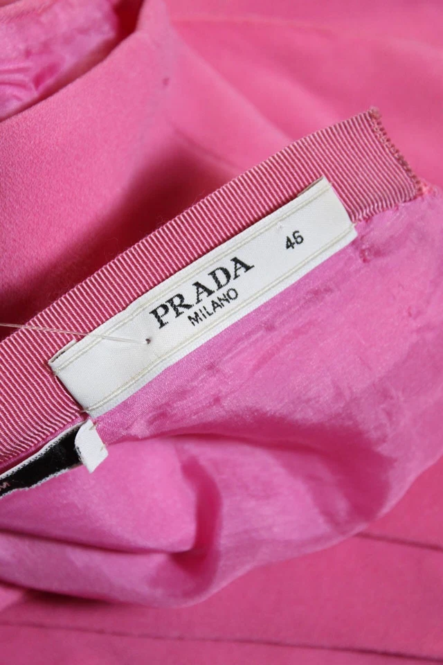 Prada Italy. Crepe Draped V-Neck Sleeveless Zip Up Shift Dress