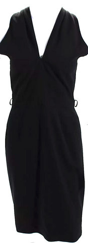 Joseph Italy. Black Plunge Neckline Knee-Length Dress