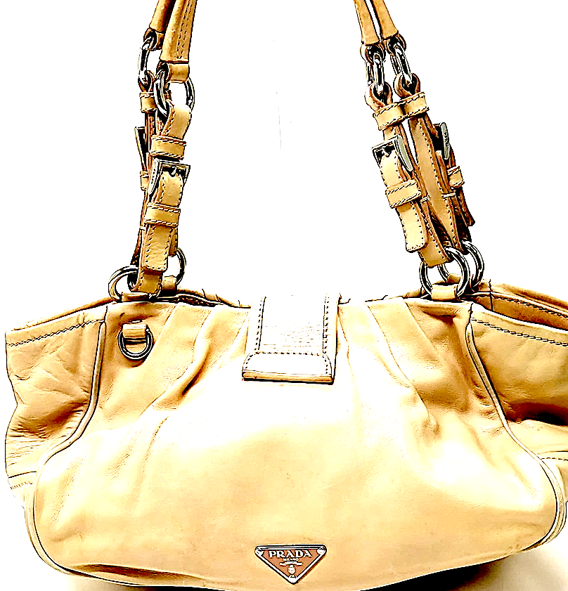 Prada Italy. Beige Leather Shoulderbag