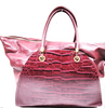 VIVIENNE WESTWOOD UK. NEW W/O TAG. Bordeaux Croc Pattern Leather Distressed Large Shoulder Bag / Tote Bag