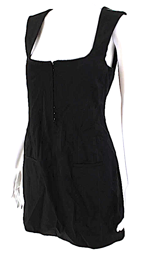 ACNE Studios Sweden. Black Viscose Blend Scoop Neck Sleeveless Corset Close Dress