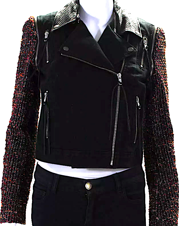 Elizabeth & James NY. (The Row Designer)  Black Long Sleeves Full Zip Moto Jacket