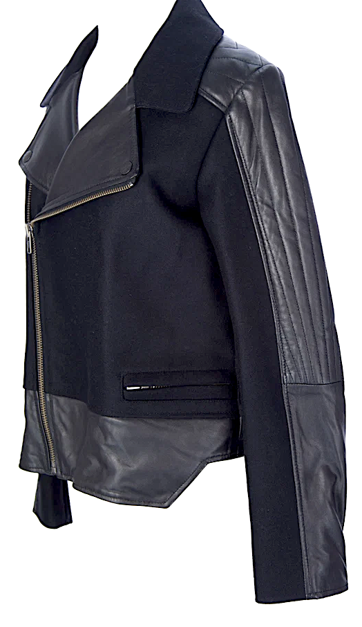 SURFACE TO AIR PARIS. NEW/TAGS.  Black Leather Trim Black Jacket