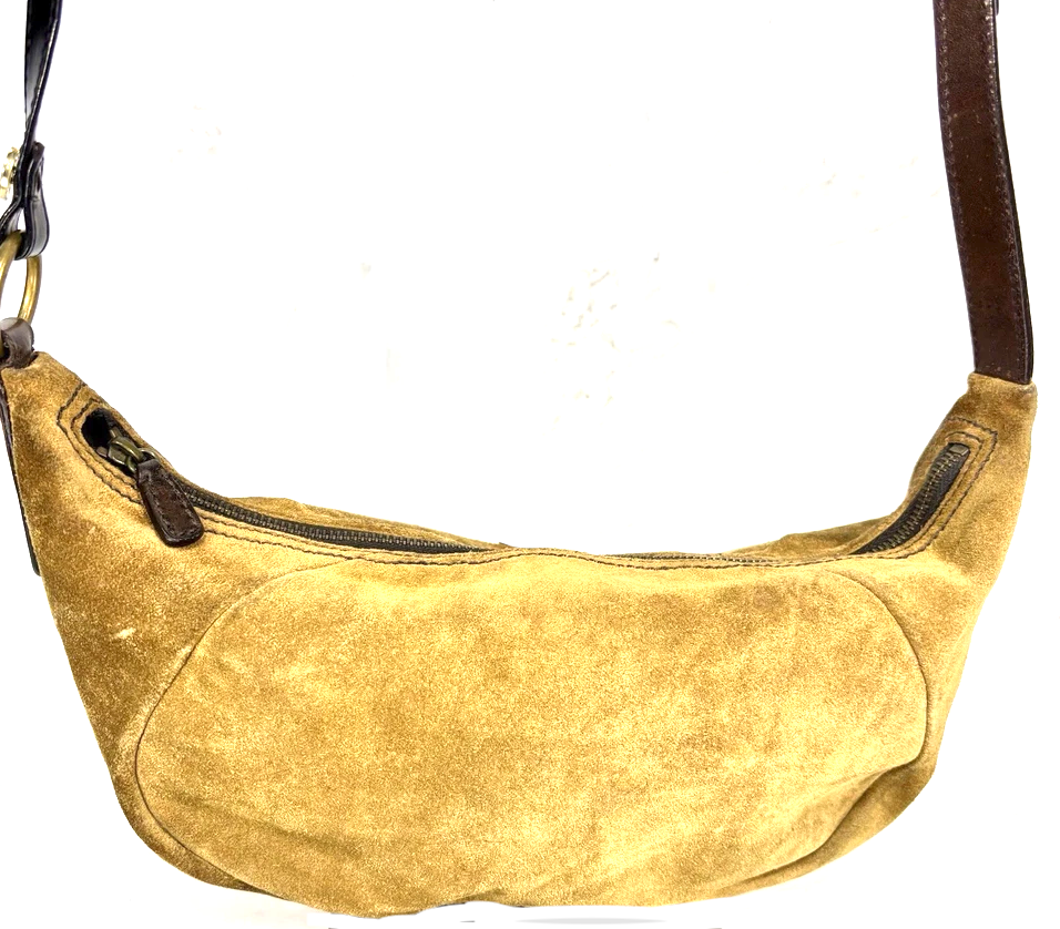 MIU MIU ITALY. Vintage Brown Suede Leather Shoulder / Crossbody Bag
