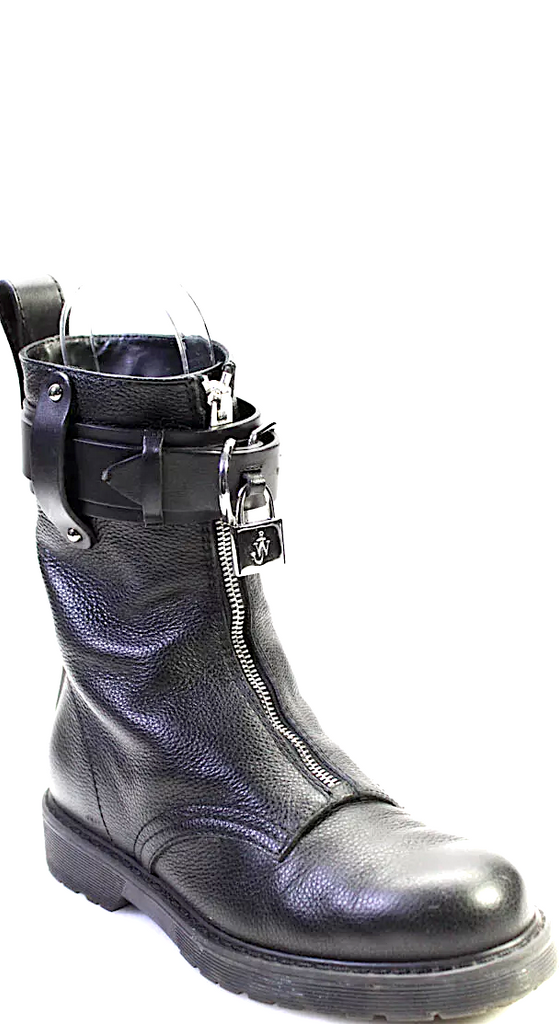 JW. Anderson UK. (Loewe Designer)  Black Leather Padlock Detail Punk Ankle Boots Shoes SZ 7