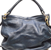 Miu Miu Italy. Dark Slate Gray Pebbled Leather Shoulder Bag