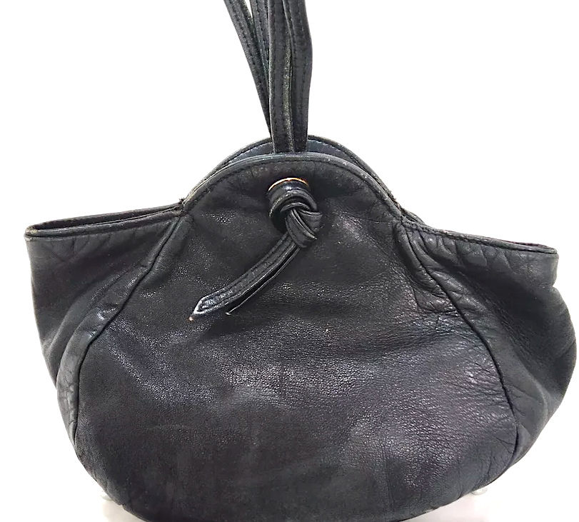 LOEWE MADRID. Black Lambskin Leather Small Shoulder Bag