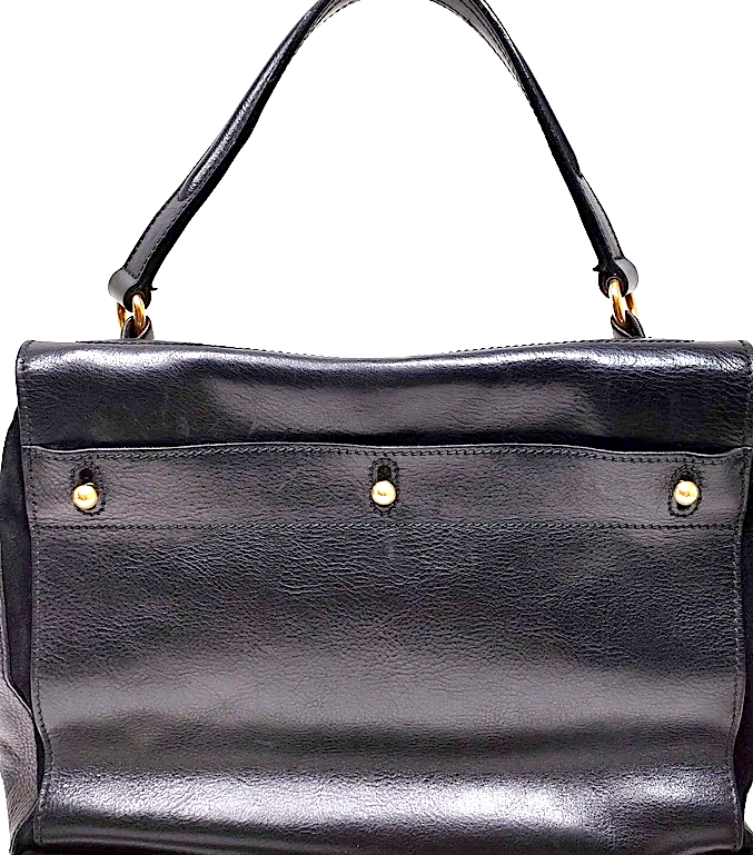 Yves Saint Laurent Paris. Black Leather Shoulder Bag