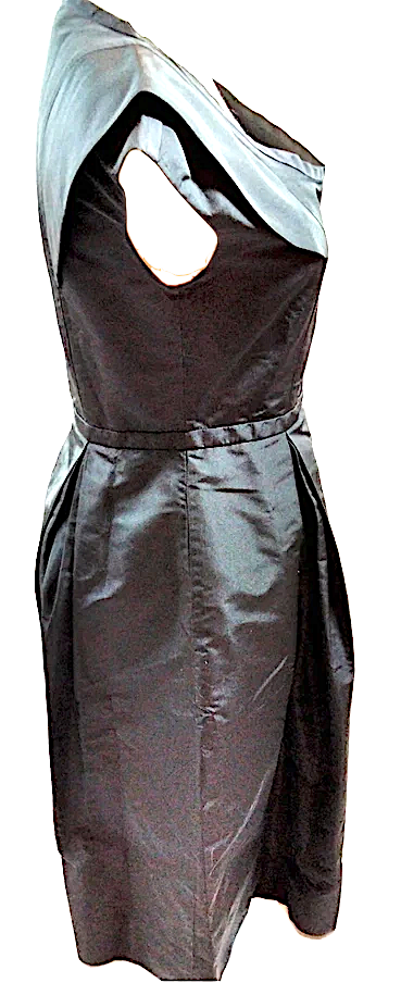 Miu Miu Italy. Vintage Black Acetate, PolyTech Fabric Dress