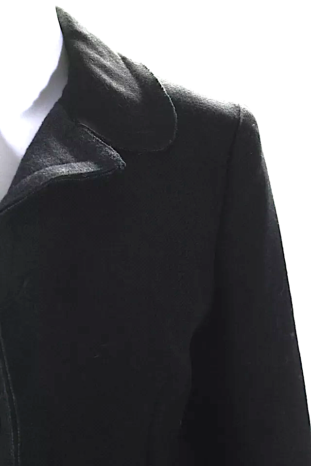 Prada Italy. Black Wool Twill Button Up Blazer Jacket