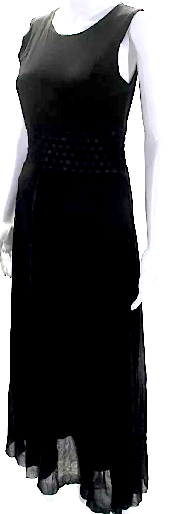 Jean-Paul Gaultier. Fuzzi. Black Woven Knit High Waist Sleeveless Maxi Dress