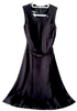 Chanel Paris. Black Wool Silk Lining Flare Chanel Belted Dress