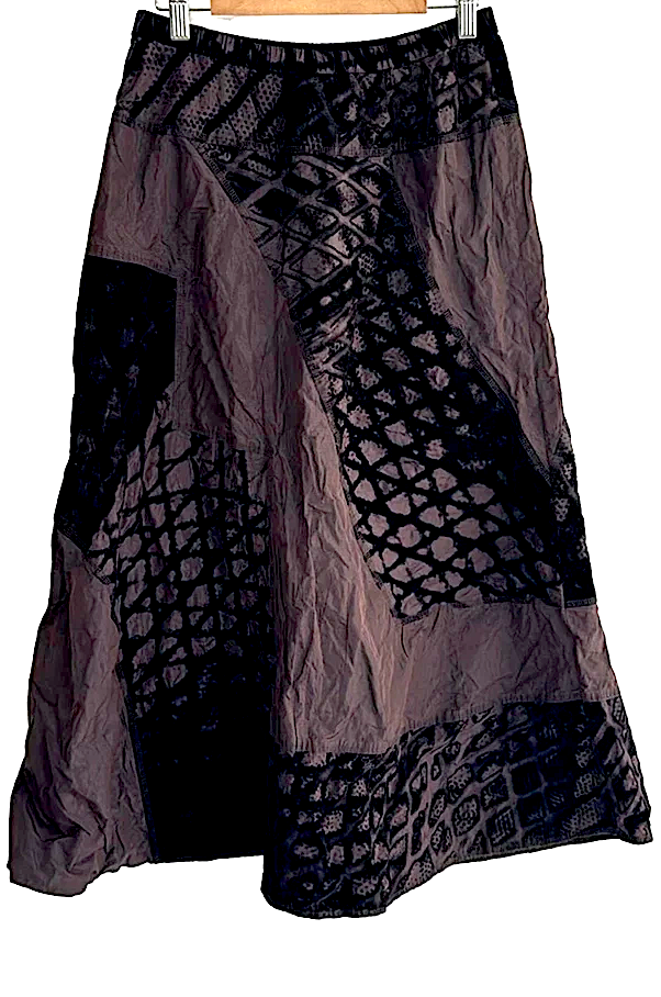 EIKO KONDO JAPAN. Black Dark Brown / Black Velour Skirt