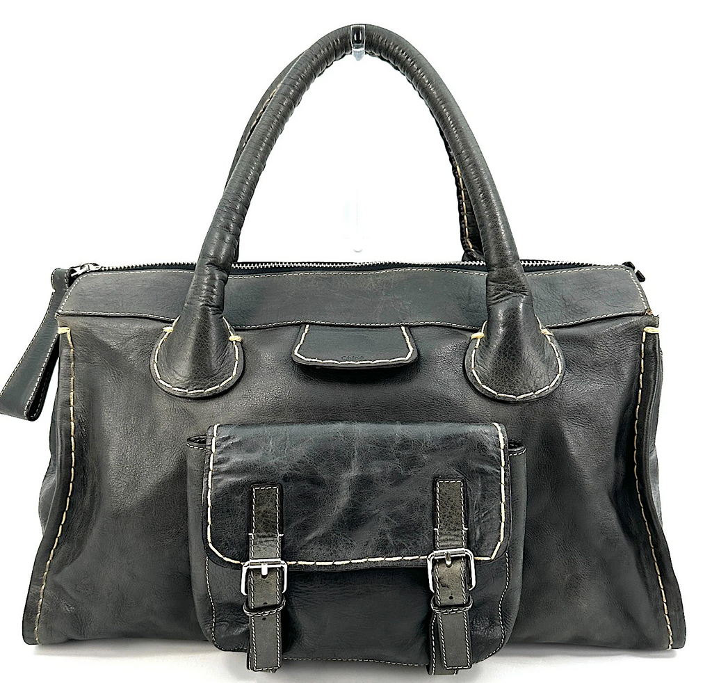 Chloe Paris. Black Leather Large Satchel Shoulderbag / Handbag
