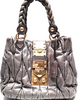 Miu Miu Italy. Gray Matelasse Gray Leather Shoulderbag / Handbag